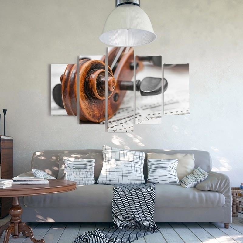 Kanva no 5 daļām - Type A, Violin On Music Sheet Home Trends DECO