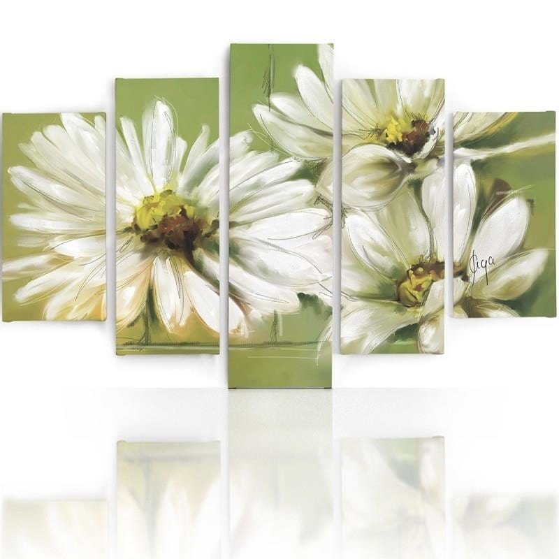 Kanva no 5 daļām - Type A, White Flowers Home Trends DECO