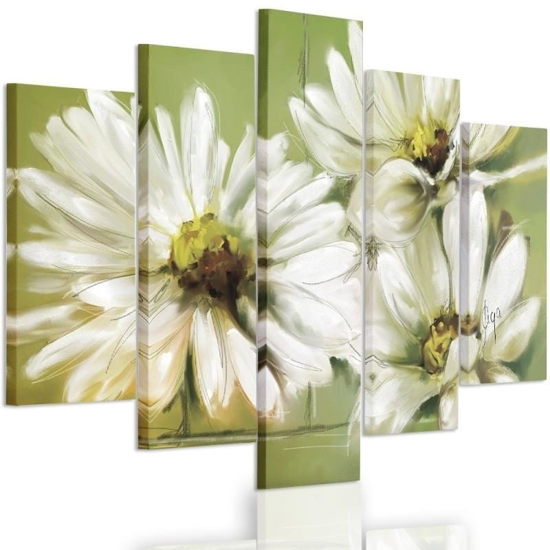 Kanva no 5 daļām - Type A, White Flowers Home Trends DECO