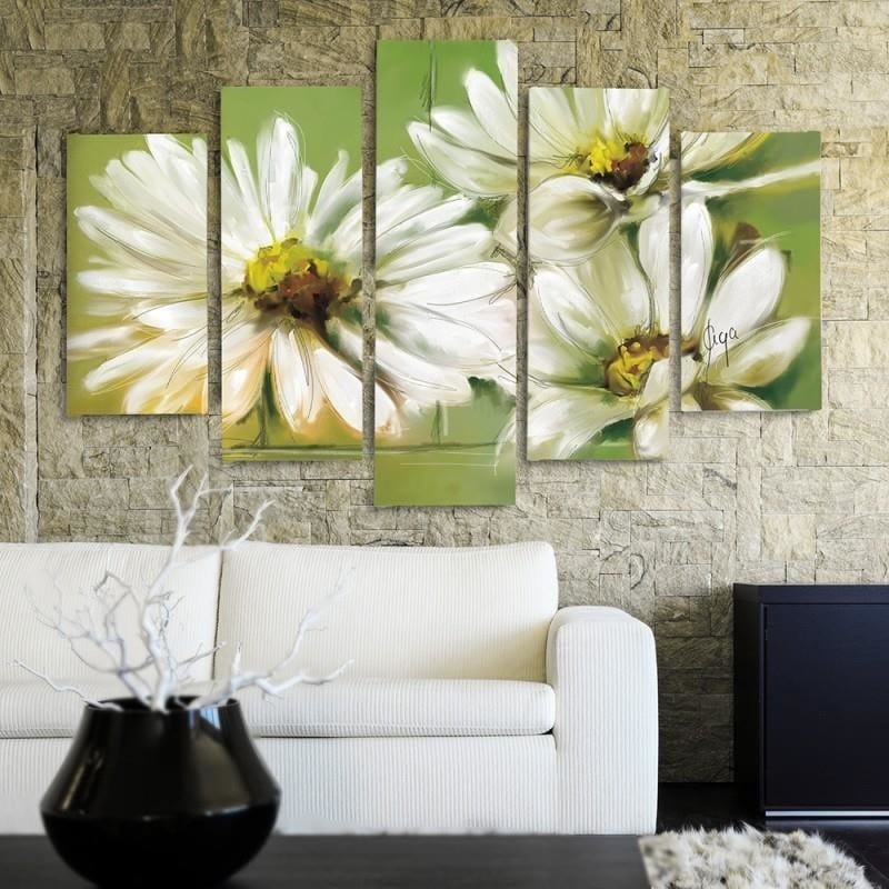 Kanva no 5 daļām - Type A, White Flowers Home Trends DECO