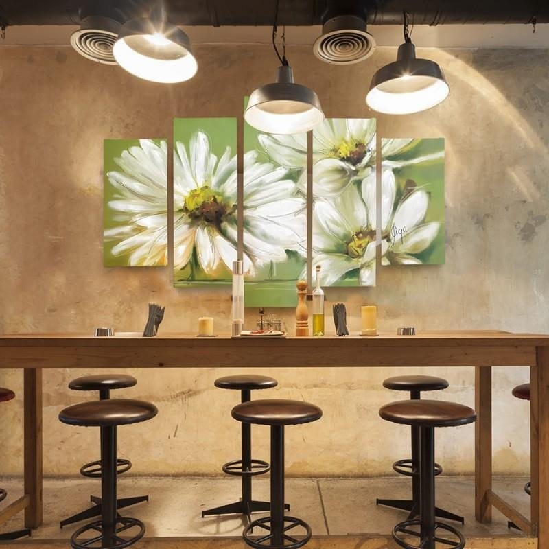 Kanva no 5 daļām - Type A, White Flowers Home Trends DECO