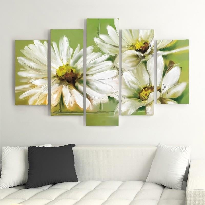 Kanva no 5 daļām - Type A, White Flowers Home Trends DECO