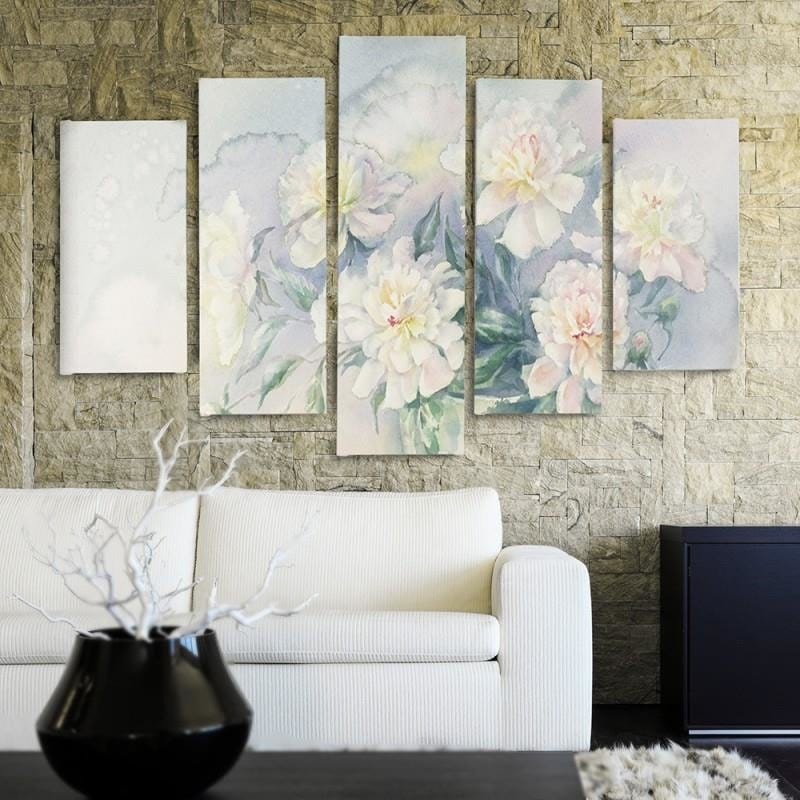 Kanva no 5 daļām - Type A, White Flowers In A Pot Home Trends DECO