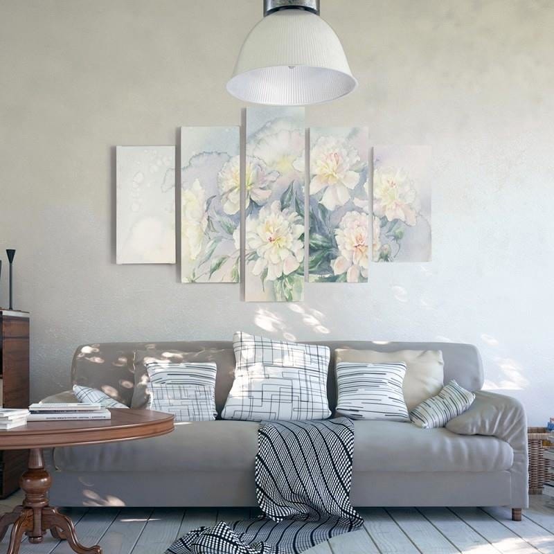 Kanva no 5 daļām - Type A, White Flowers In A Pot Home Trends DECO