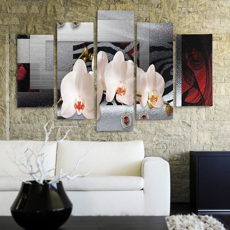 Kanva no 5 daļām - Type A, White Orchid Home Trends DECO