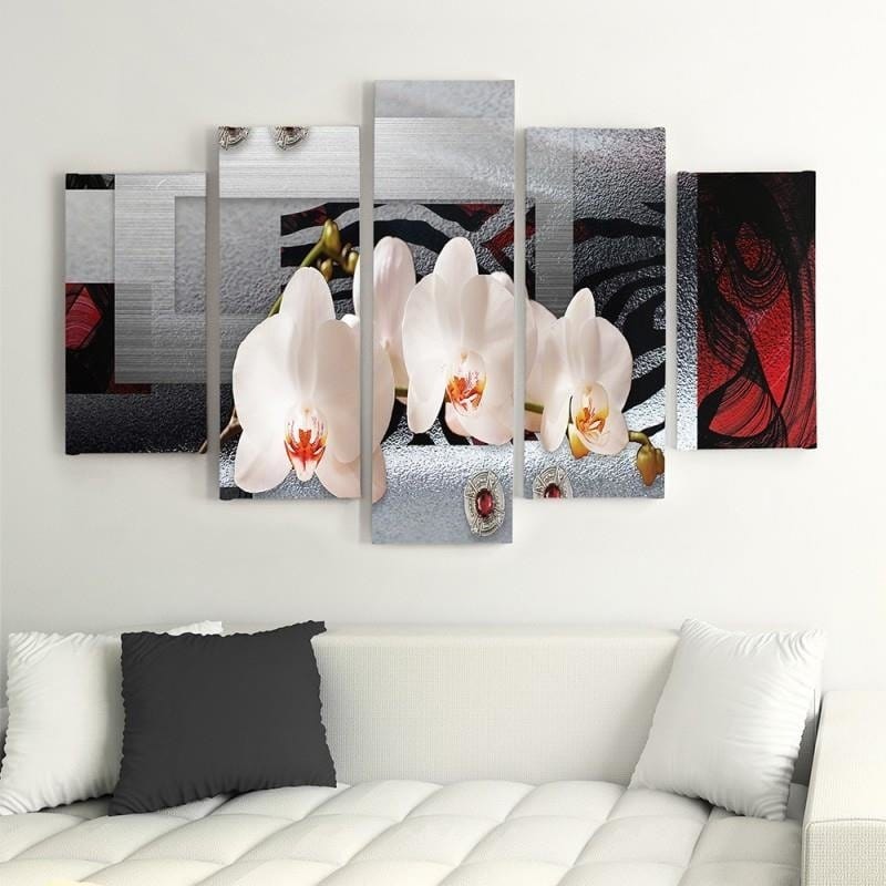 Kanva no 5 daļām - Type A, White Orchid Home Trends DECO