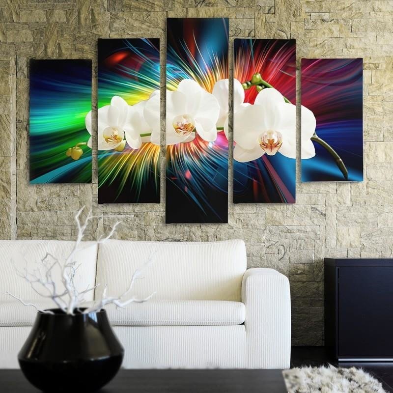 Kanva no 5 daļām - Type A, White Orchid Home Trends DECO