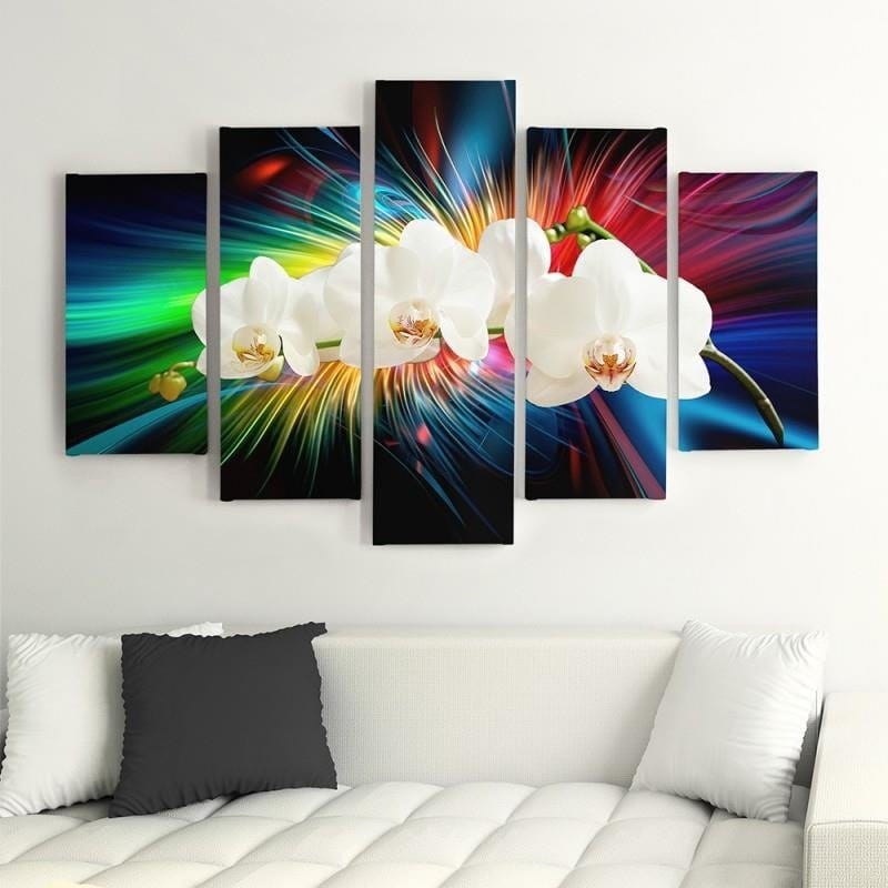 Kanva no 5 daļām - Type A, White Orchid Home Trends DECO