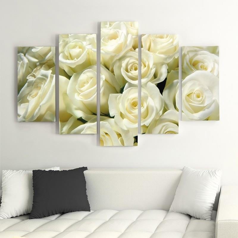 Kanva no 5 daļām - Type A, White Roses Home Trends DECO