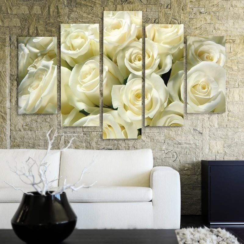 Kanva no 5 daļām - Type A, White Roses Home Trends DECO