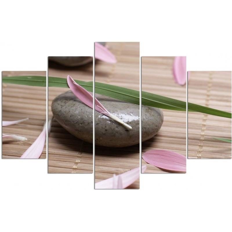 Kanva no 5 daļām - Type A, Zen Stone With Flower Petals Home Trends DECO