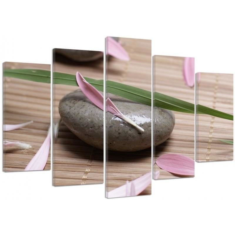Kanva no 5 daļām - Type A, Zen Stone With Flower Petals Home Trends DECO