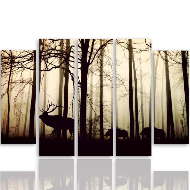 Kanva no 5 daļām - Type B, Animals In The Forest Home Trends DECO
