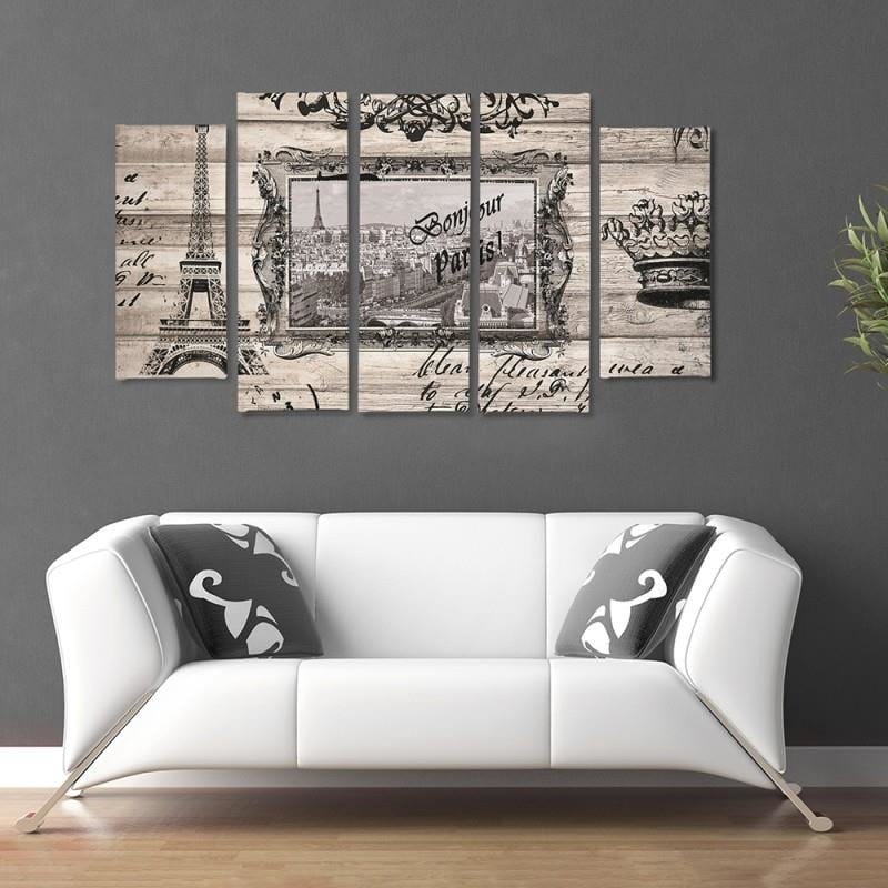Kanva no 5 daļām - Type B, Bonjour Paris  Home Trends DECO