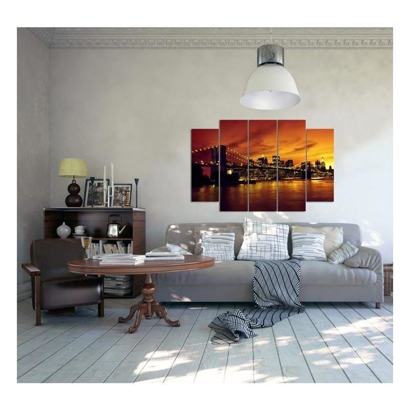 Kanva no 5 daļām - Type B, Brooklyn Bridge And Manhattan At Sunset  Home Trends DECO