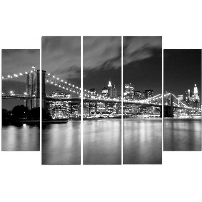 Kanva no 5 daļām - Type B, Brooklyn Bridge At Night Home Trends DECO
