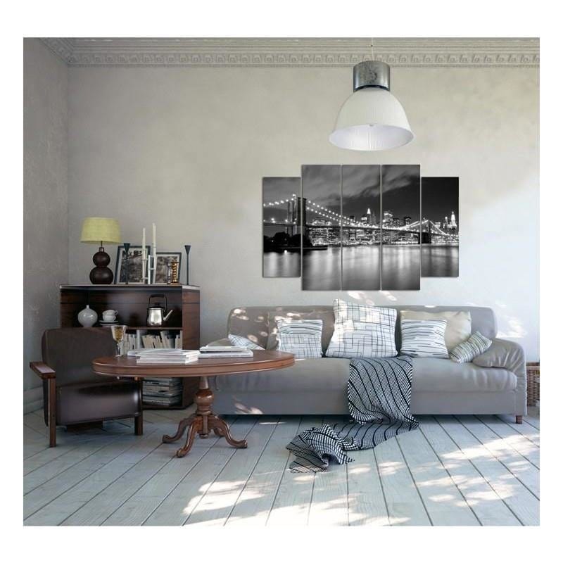 Kanva no 5 daļām - Type B, Brooklyn Bridge At Night Home Trends DECO