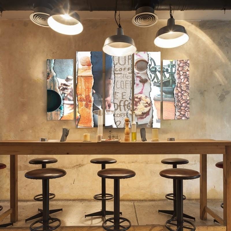 Kanva no 5 daļām - Type B, Coffee - Photocollages Home Trends DECO