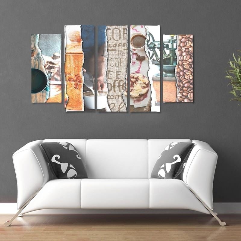 Kanva no 5 daļām - Type B, Coffee - Photocollages Home Trends DECO