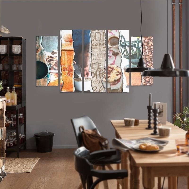 Kanva no 5 daļām - Type B, Coffee - Photocollages Home Trends DECO