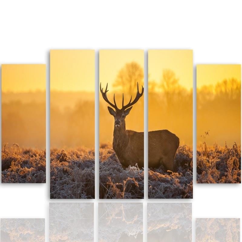 Kanva no 5 daļām - Type B, Deer Sunset 2 Home Trends DECO