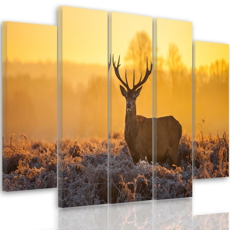 Kanva no 5 daļām - Type B, Deer Sunset 2 Home Trends DECO