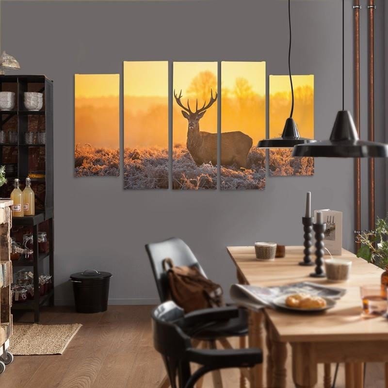 Kanva no 5 daļām - Type B, Deer Sunset 2 Home Trends DECO