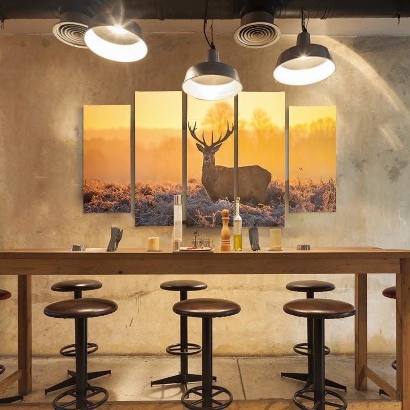 Kanva no 5 daļām - Type B, Deer Sunset 2 Home Trends DECO