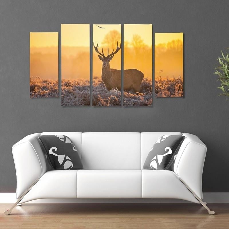 Kanva no 5 daļām - Type B, Deer Sunset 2 Home Trends DECO
