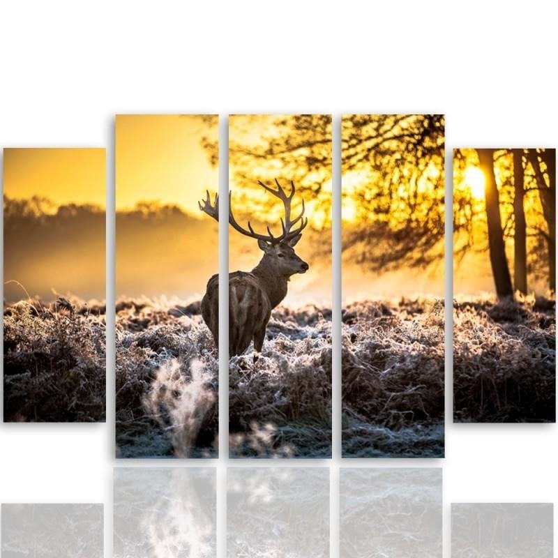 Kanva no 5 daļām - Type B, Deer Sunset Home Trends DECO