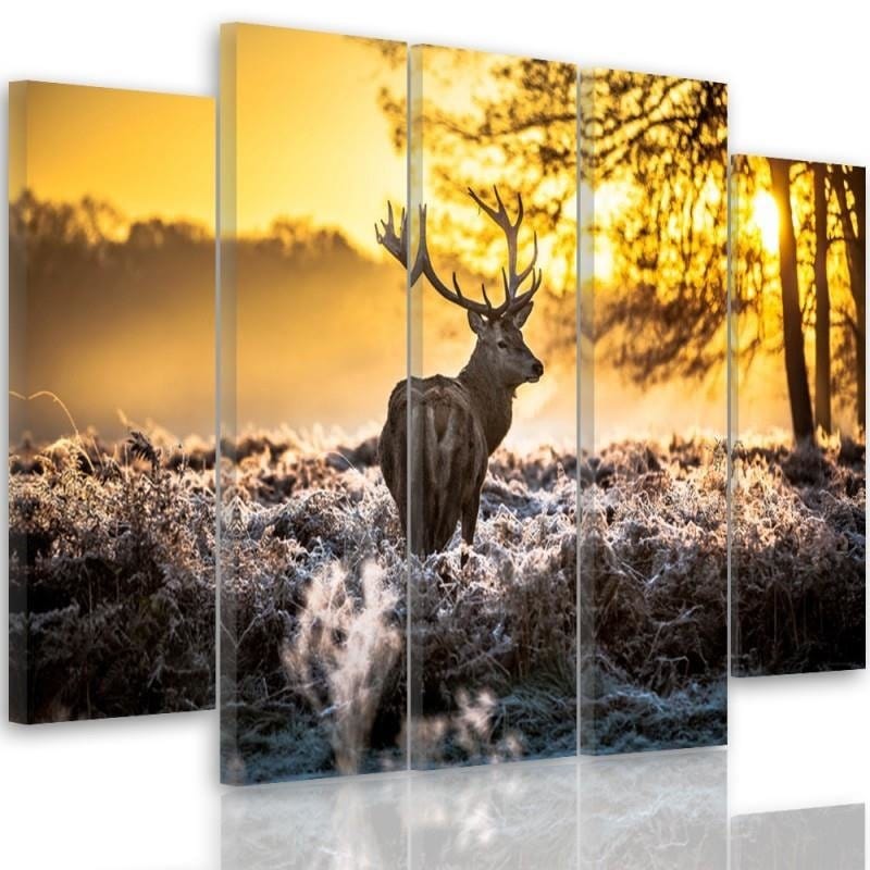 Kanva no 5 daļām - Type B, Deer Sunset Home Trends DECO