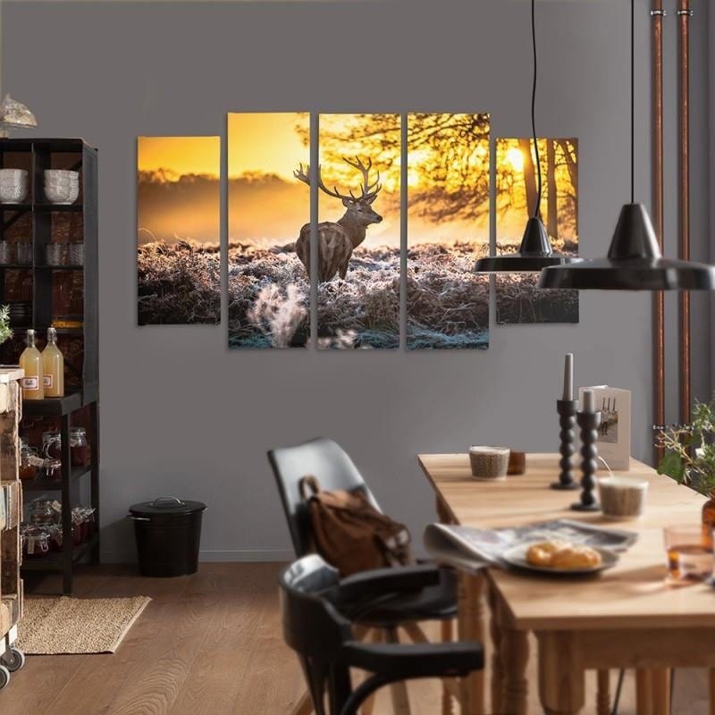 Kanva no 5 daļām - Type B, Deer Sunset Home Trends DECO