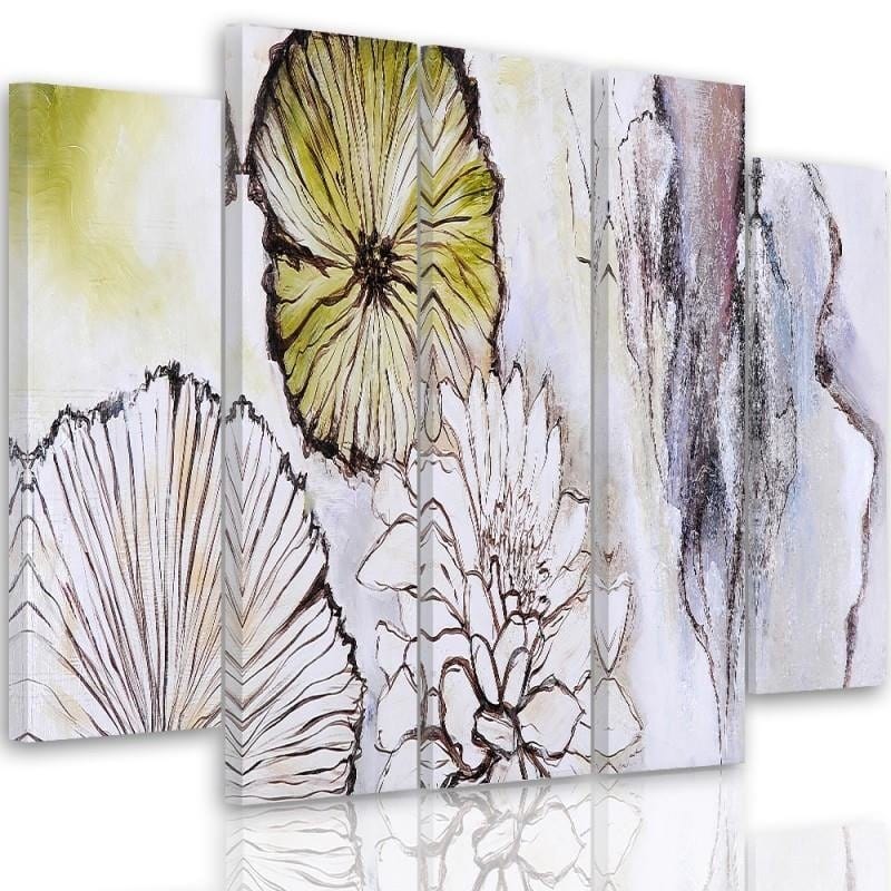 Kanva no 5 daļām - Type B, Flowers - Abstraction Home Trends DECO