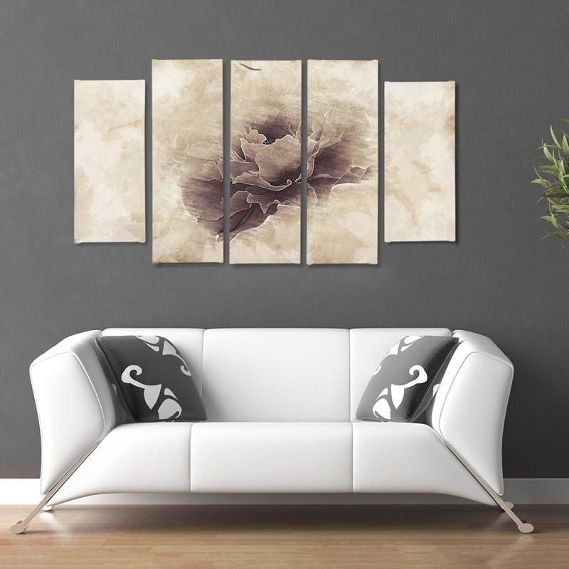 Kanva no 5 daļām - Type B, Gray Flower Home Trends DECO