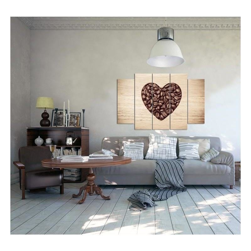 Kanva no 5 daļām - Type B, Heart Of Coffee Beans Home Trends DECO