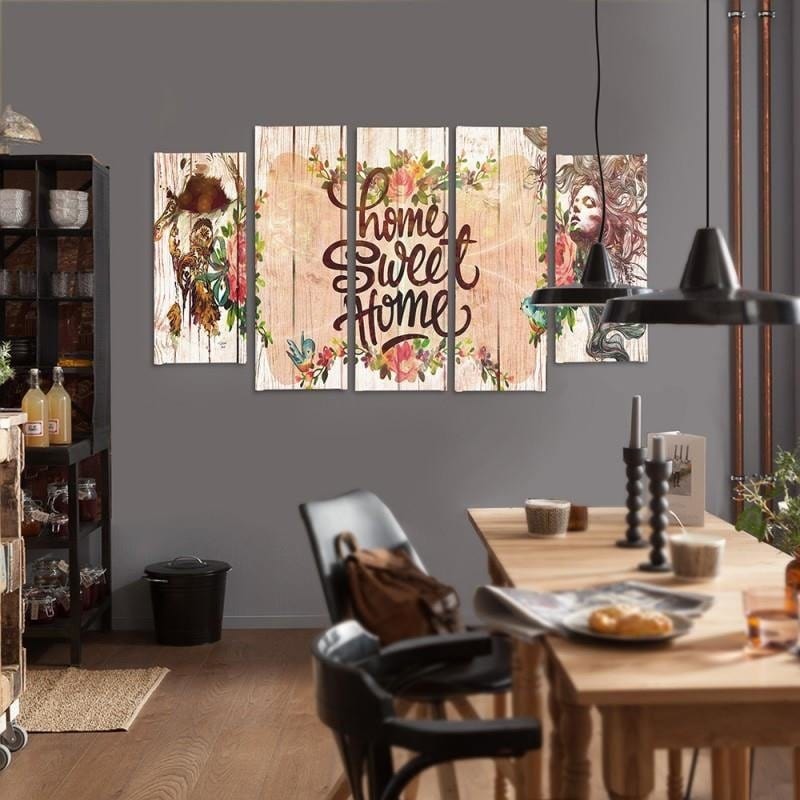 Kanva no 5 daļām - Type B, Inscription Home Sweet Home Home Trends DECO