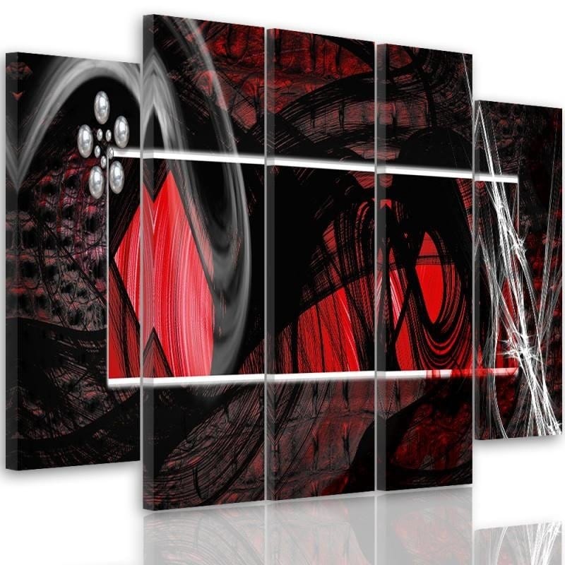 Kanva no 5 daļām - Type B, Interior - Red Abstraction Home Trends DECO