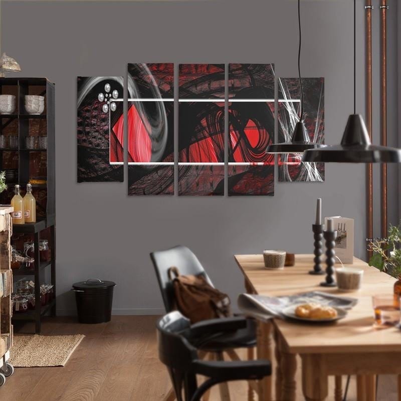Kanva no 5 daļām - Type B, Interior - Red Abstraction  Home Trends DECO