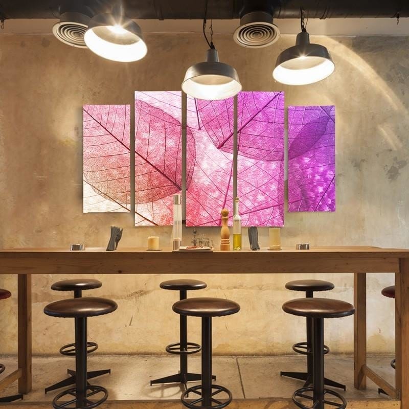 Kanva no 5 daļām - Type B, Leaves Pink Home Trends DECO