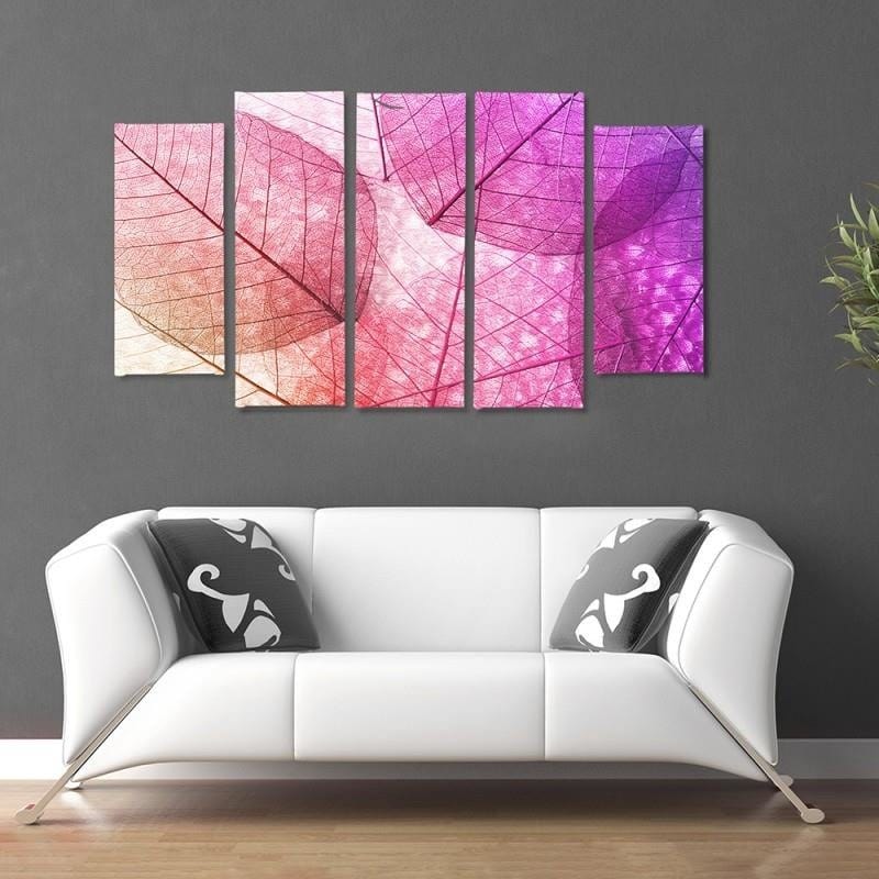 Kanva no 5 daļām - Type B, Leaves Pink Home Trends DECO