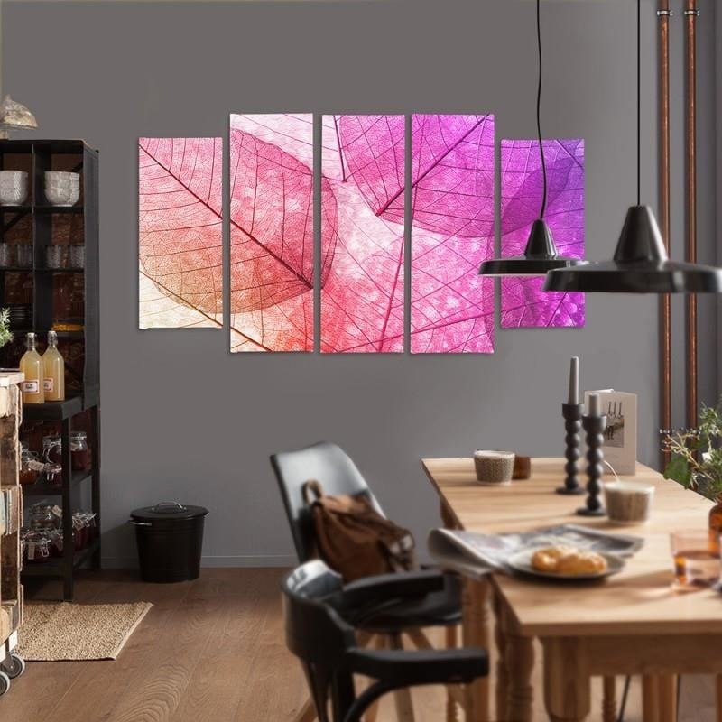 Kanva no 5 daļām - Type B, Leaves Pink Home Trends DECO
