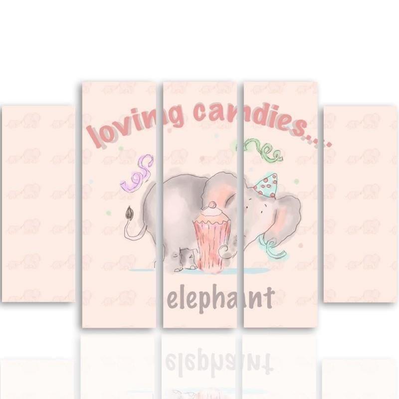 Kanva no 5 daļām - Type B, Loving Candies Elephant Home Trends DECO
