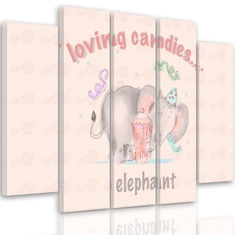 Kanva no 5 daļām - Type B, Loving Candies Elephant Home Trends DECO