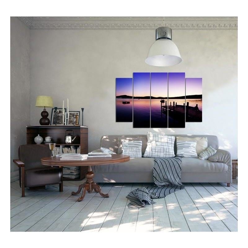 Kanva no 5 daļām - Type B, Marina And Lake On A Summer Morning  Home Trends DECO