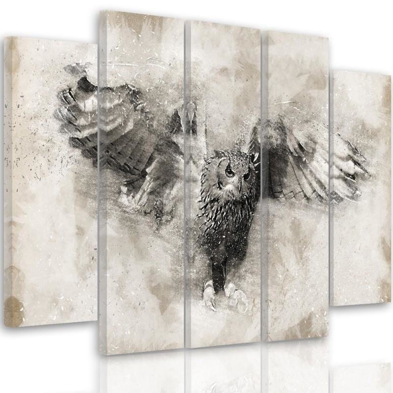 Kanva no 5 daļām - Type B, Owl In Flight 1 Home Trends DECO