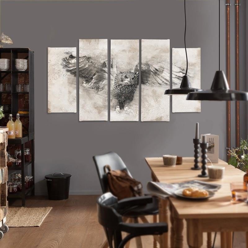 Kanva no 5 daļām - Type B, Owl In Flight 1 Home Trends DECO
