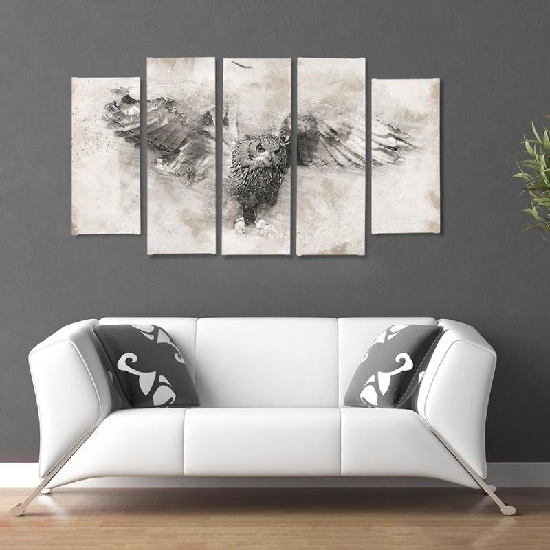 Kanva no 5 daļām - Type B, Owl In Flight 1 Home Trends DECO