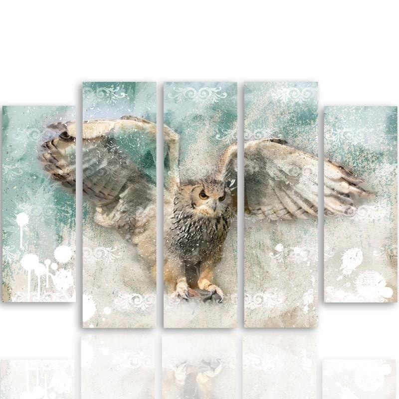 Kanva no 5 daļām - Type B, Owl In Flight Home Trends DECO