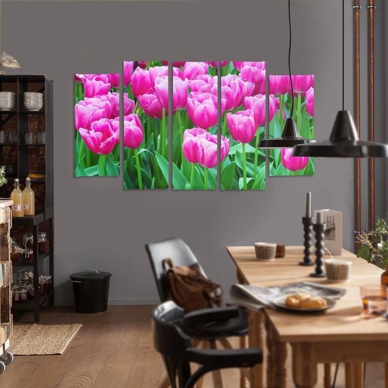 Kanva no 5 daļām - Type B, Pink Tulips 1 Home Trends DECO