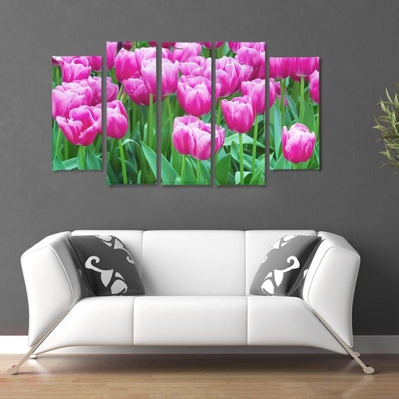 Kanva no 5 daļām - Type B, Pink Tulips 1 Home Trends DECO